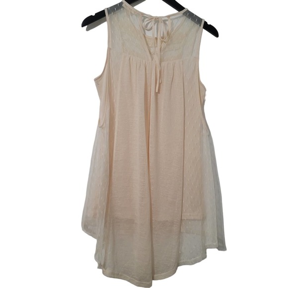 Ryu Top Small‎ Cream Lace Knit Sleeveless Tank Boho Peasant Flowy Hi Low Hem Y2K - Picture 2 of 10